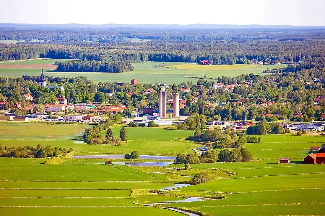 Vy över Heby samhälle ovanifrån