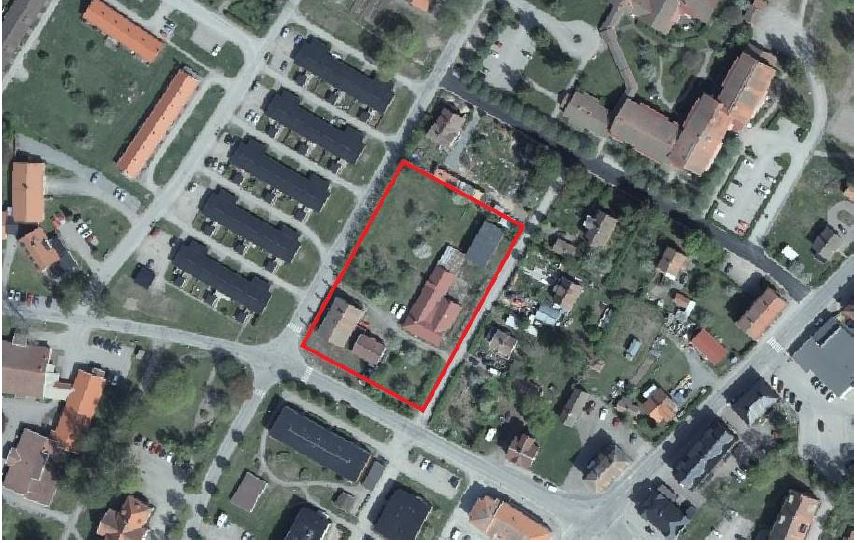 Rödmarkerat område på karta över Tärnsjö