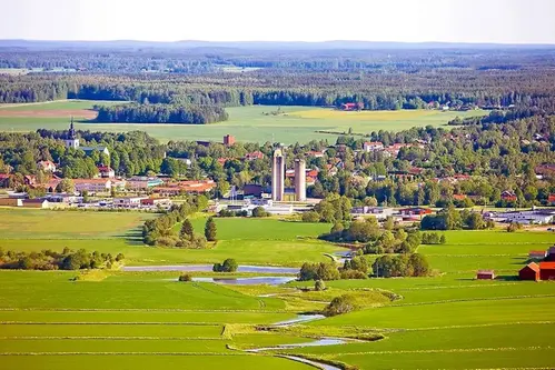 Vy över Heby samhälle ovanifrån