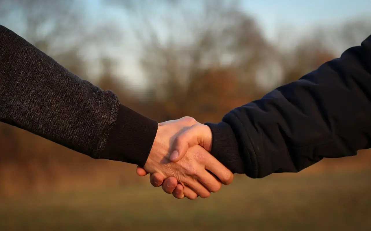 Två personer skakar hand