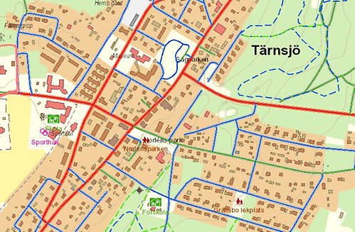 Kartvy över delar av Tärnsjö